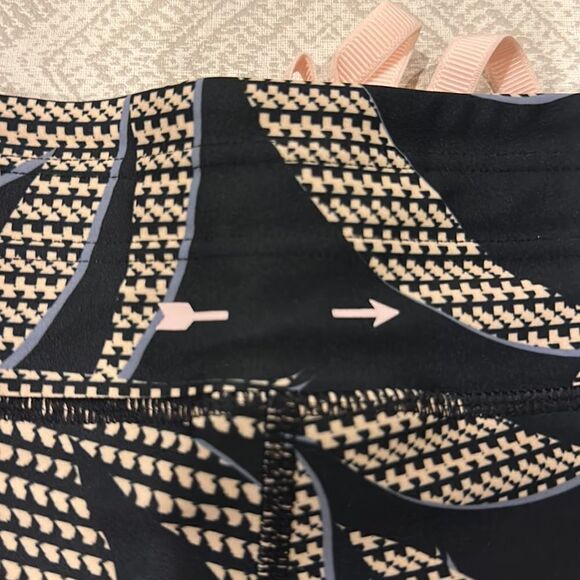 The Upside Women’s Black Palm Design Midi Leggings with Tie Waist - Picture 5 of 6